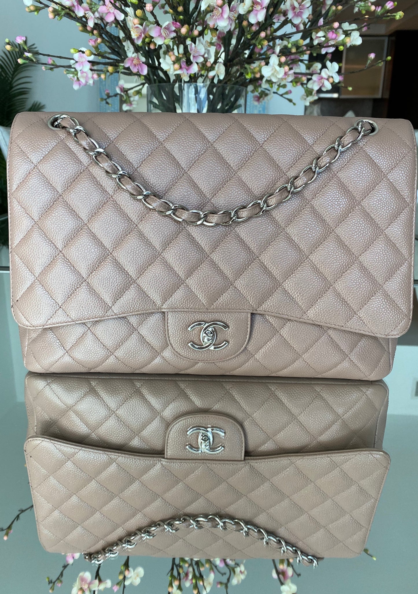 Chanel Maxi Beige Single Flap Bag